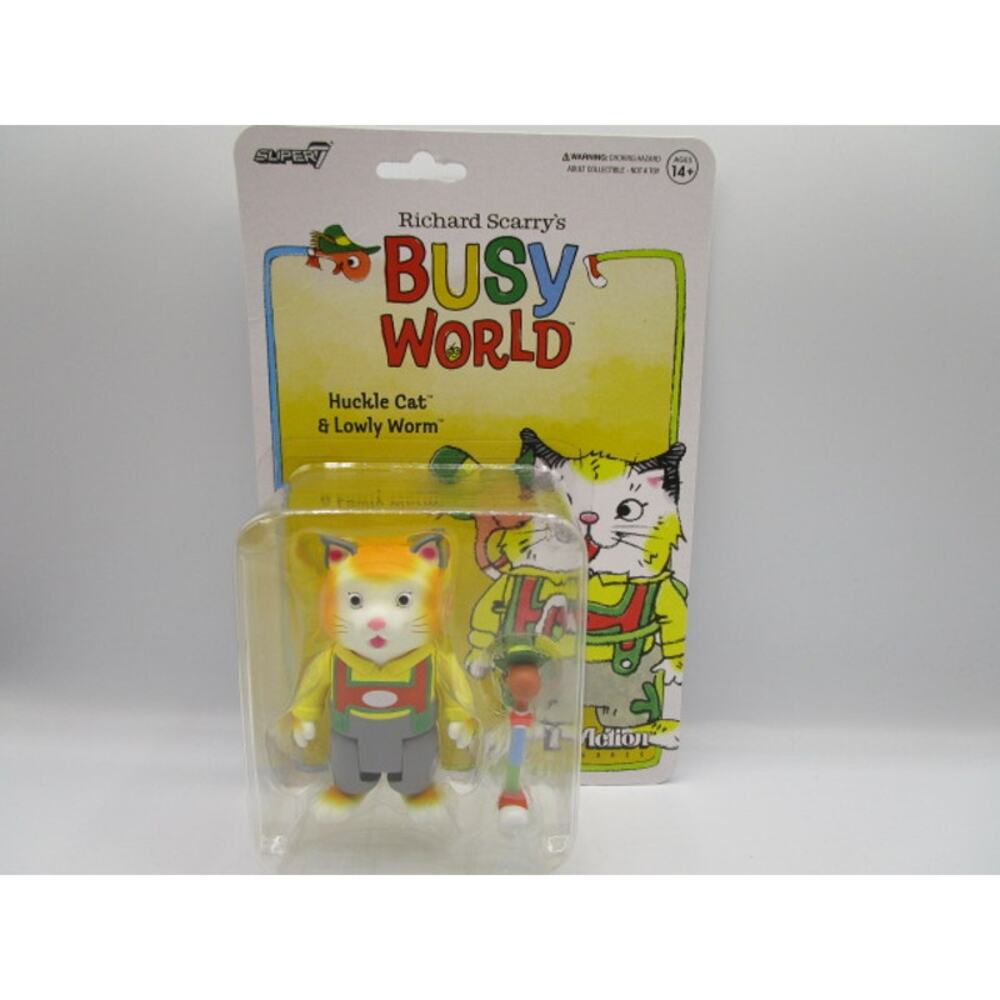 Super7 ReAction Richard Scarry's Busy World Huckle Cat & Lowly Worm Figures
